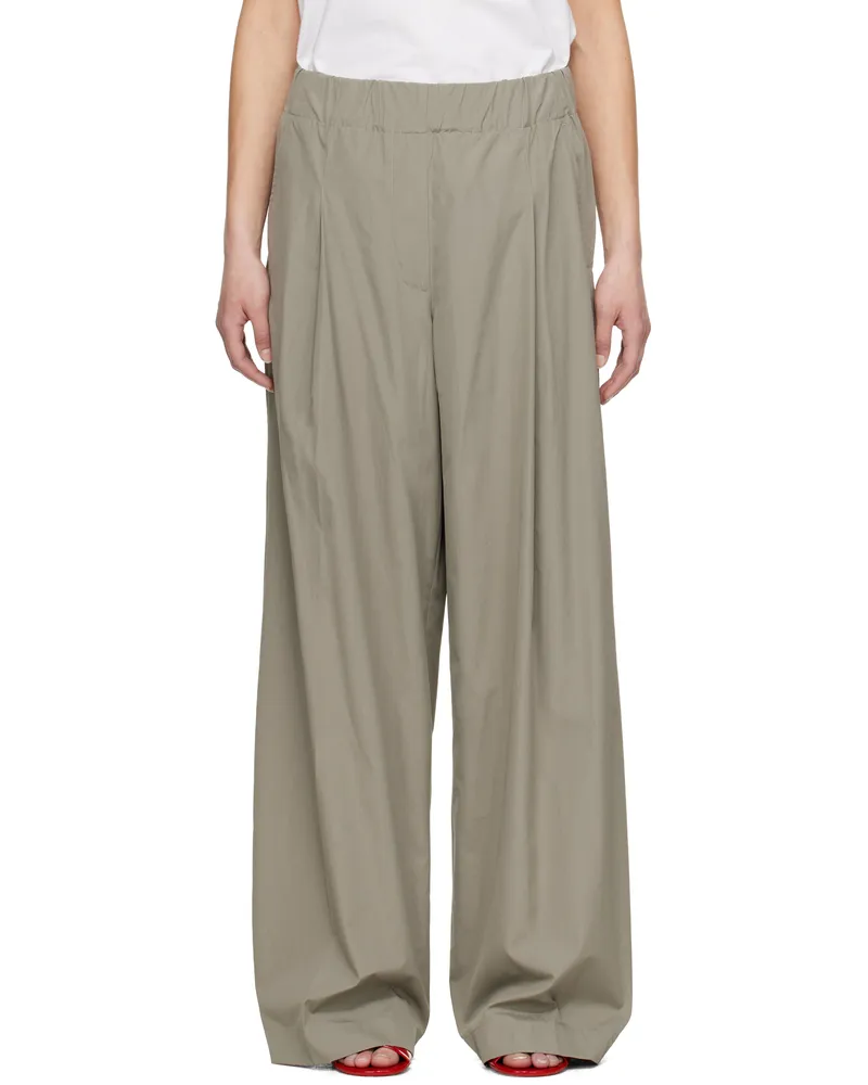 Dries van Noten Gray Wide Pleated Trousers 801