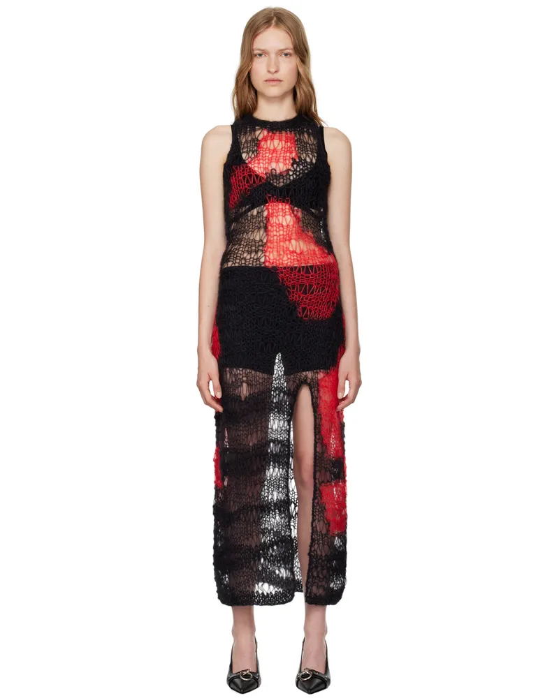 MISBHV Black & Red Antwerp Midi Dress Mlc