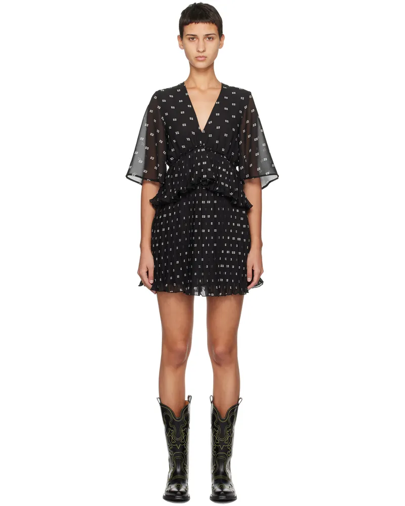 Ganni Black Pleated Minidress 099