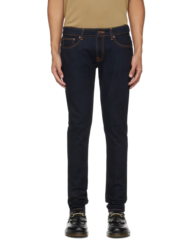 Nudie Jeans Navy Skinny Lin Jeans Deep