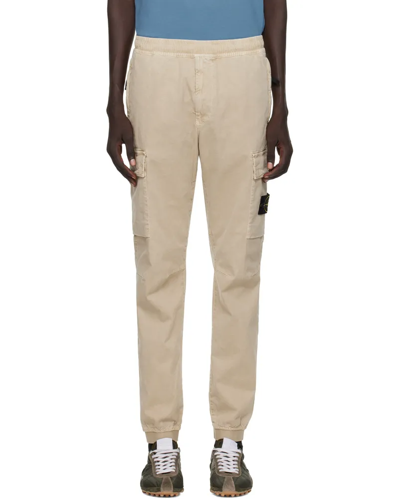 Stone Island Beige 3100033 Stretch Organic Broken Twill Cotton Cargo Pants V019a