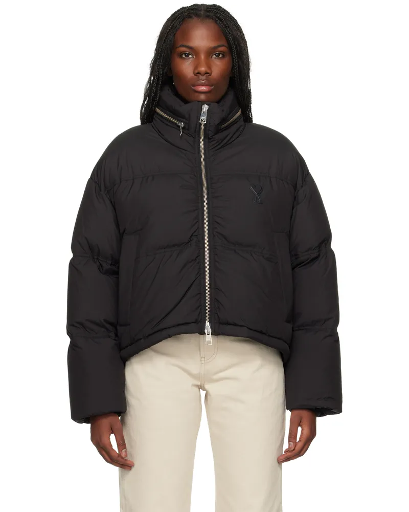 AMI Paris Black Ami de Coeur Down Jacket Black