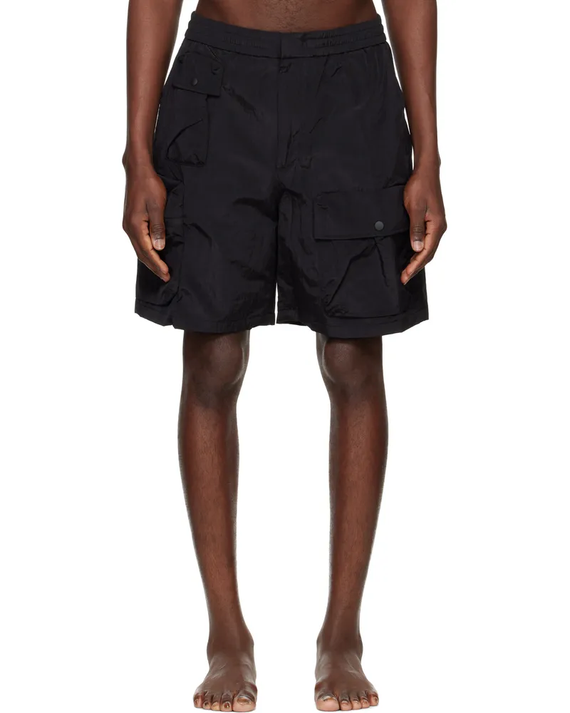 SOLID HOMME Black Taffeta Shorts 710b