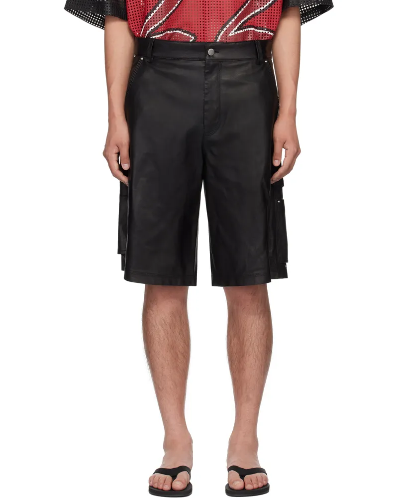 Amiri Black MA Leather Carpenter Shorts Black