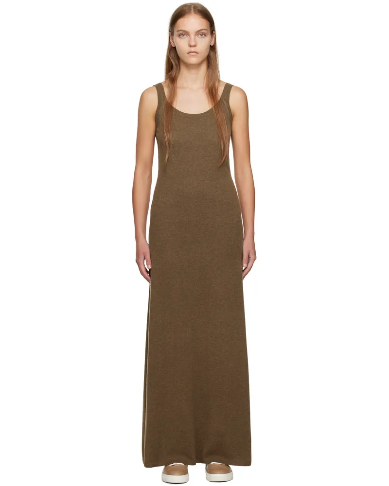 Max Mara Brown Scoop Neck Maxi Dress 012