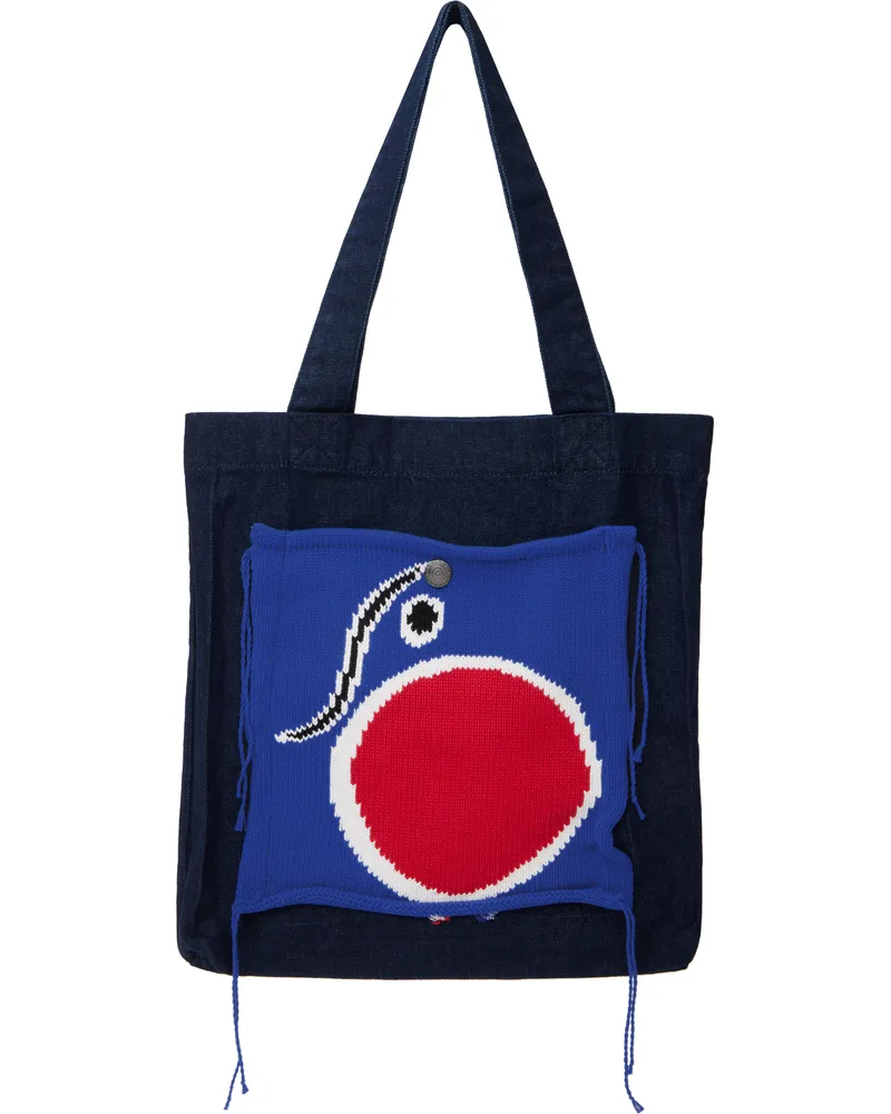 Charles Jeffrey Loverboy Navy Knit Patch Denim Tote Dnm