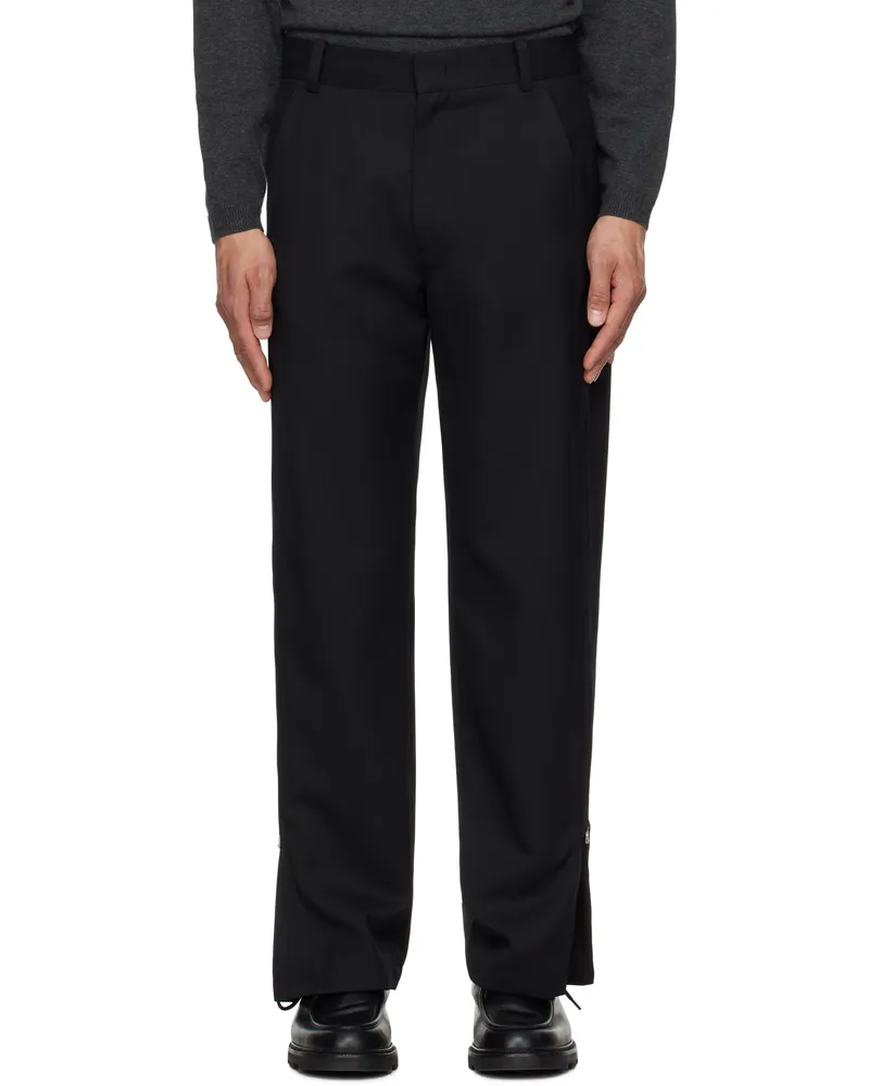 SOLID HOMME Black Side Zipper Wide Trousers 701b