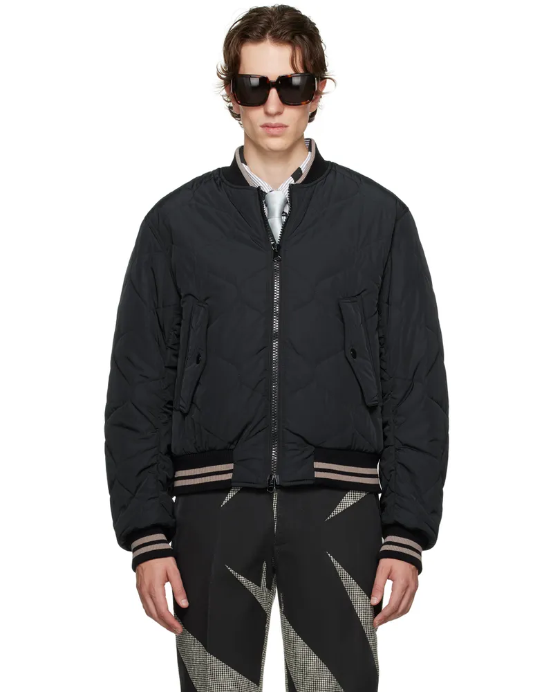 Dries van Noten Navy Zip Bomber Jacket Navy