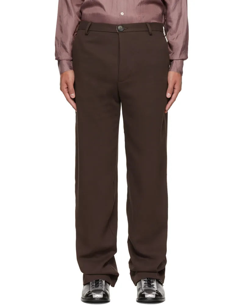 Edward Cuming Brown Draped Trousers Brown