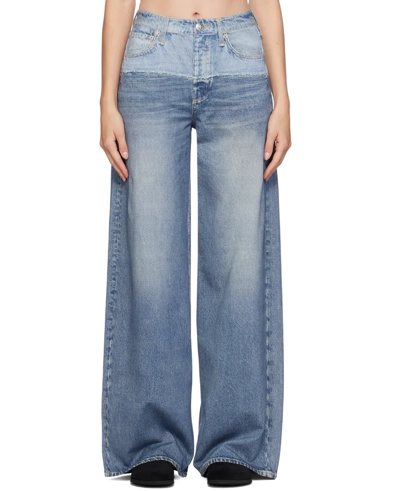 Rag & Bone Blue Miramar Sofie Full Length Wide-Leg Trousers Antonia