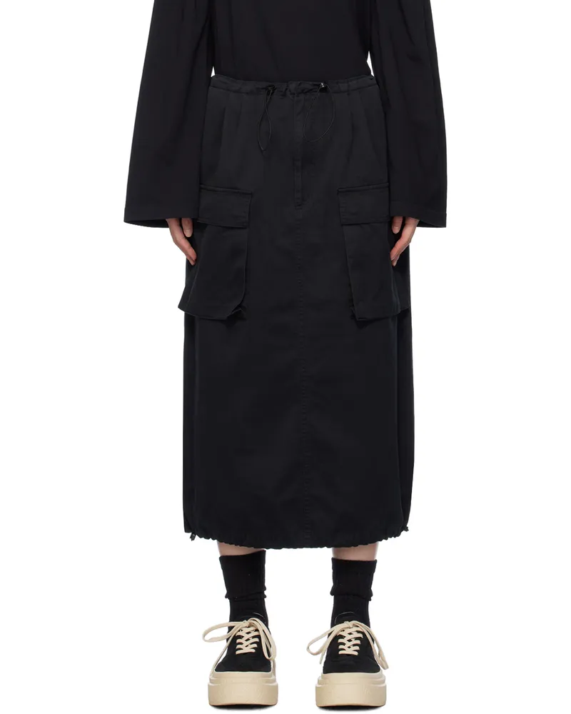 Maison Margiela Black Drawstring Midi Skirt 900