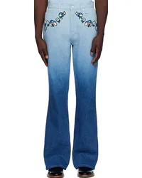 Casablanca Paris Blue Embroidered Jeans Indigo