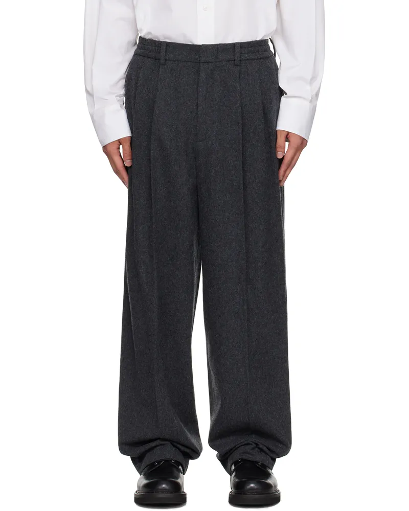 LE 17 SEPTEMBRE Gray Two Tuck Wool Trousers Gray