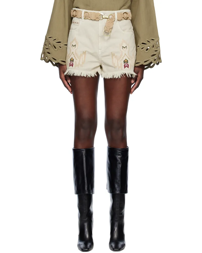 Étoile Isabel Marant Off-White Lesia Denim Shorts Ecru
