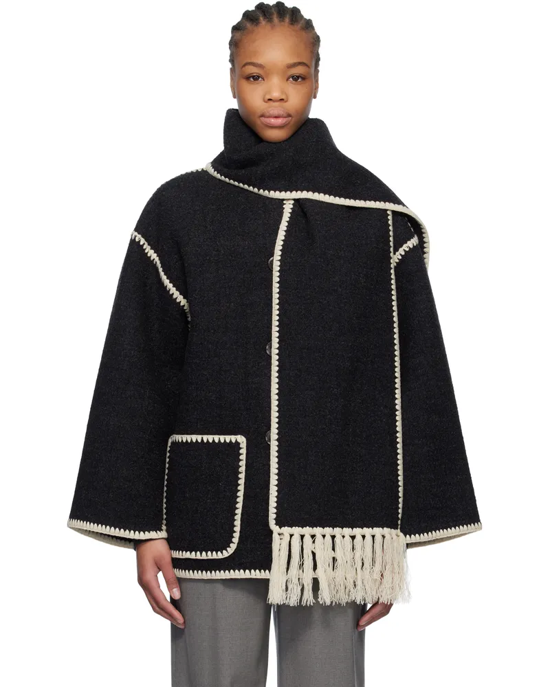 Totême Gray Embroidered Scarf Jacket Dark
