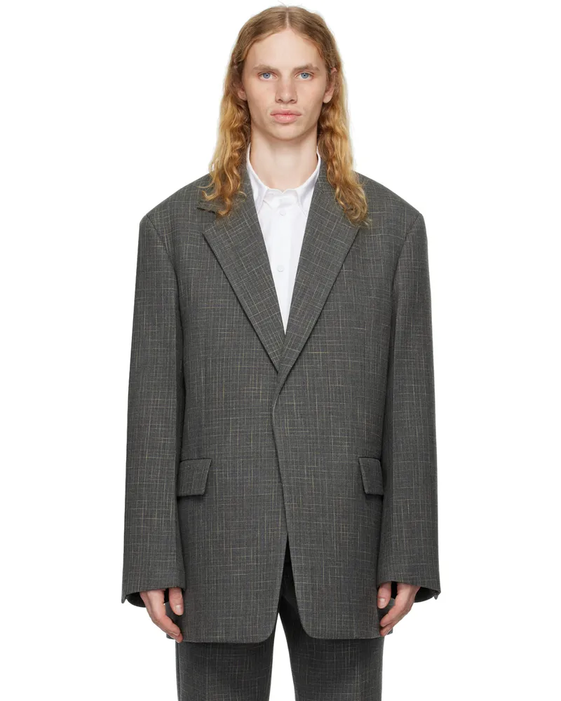 Jil Sander Gray Virgin Wool Blazer 36