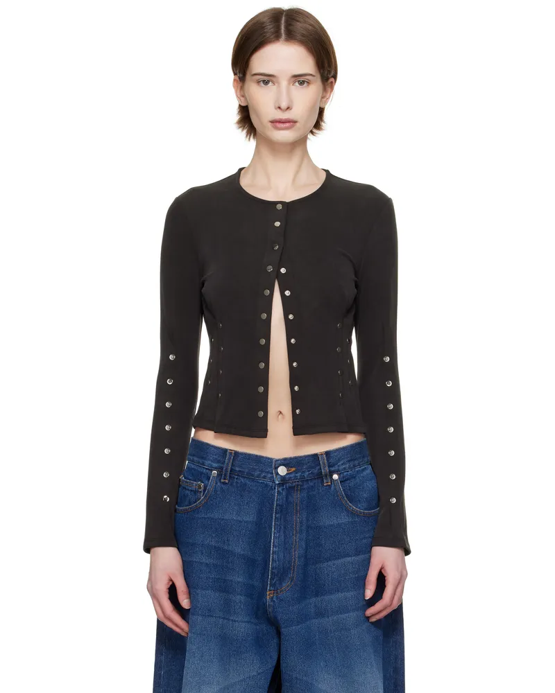 Eckhaus Latta Black Nailed Cardigan Ash