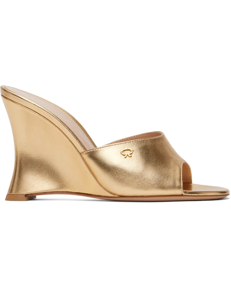 Gianvito Rossi Gold Nappa Silk Heeled Sandals Mekong