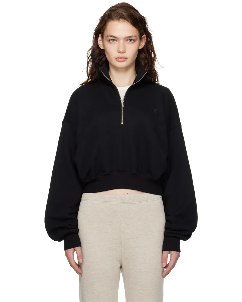 ÉTERNE Black Cropped Half-Zip Sweatshirt Black