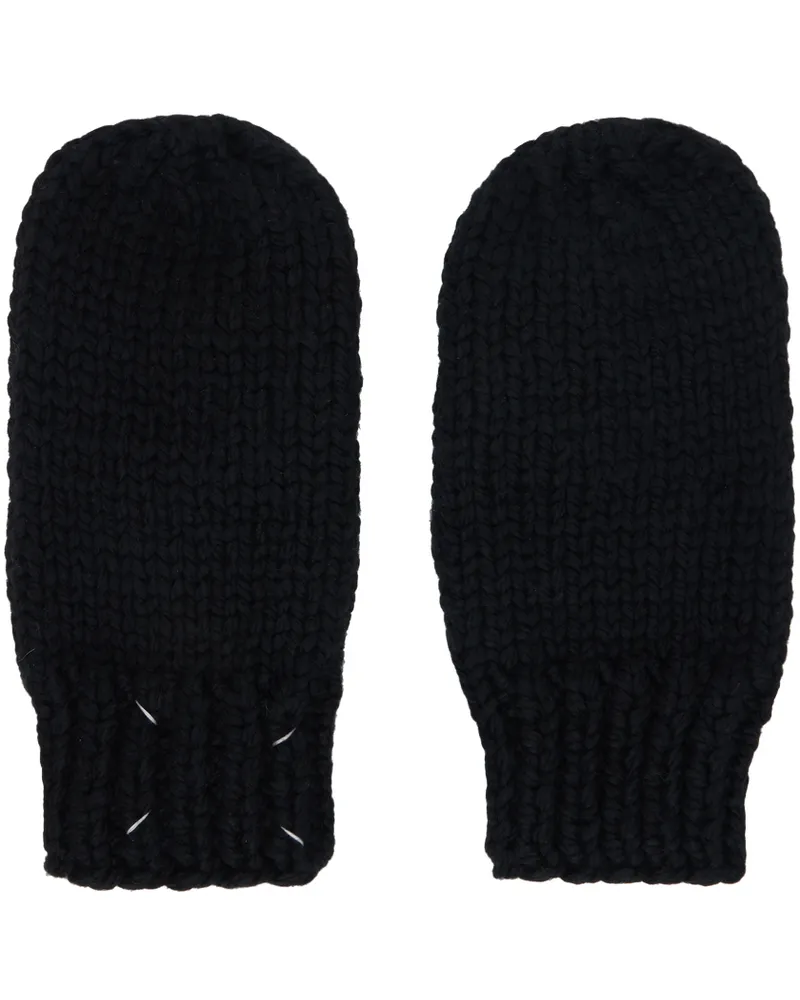 Maison Margiela Black Childish Stitches Mittens 900
