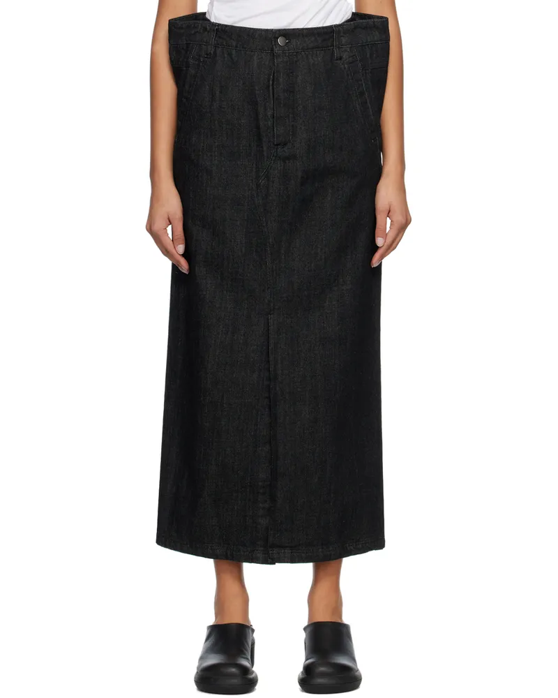 Subtle Le Nguyen Black Flat Denim Maxi Skirt Black