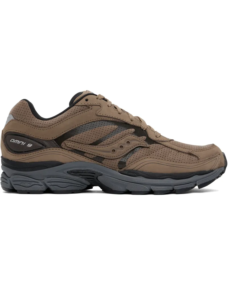 Saucony Brown ProGrid Omni 9 Reinvention Sneakers Otter