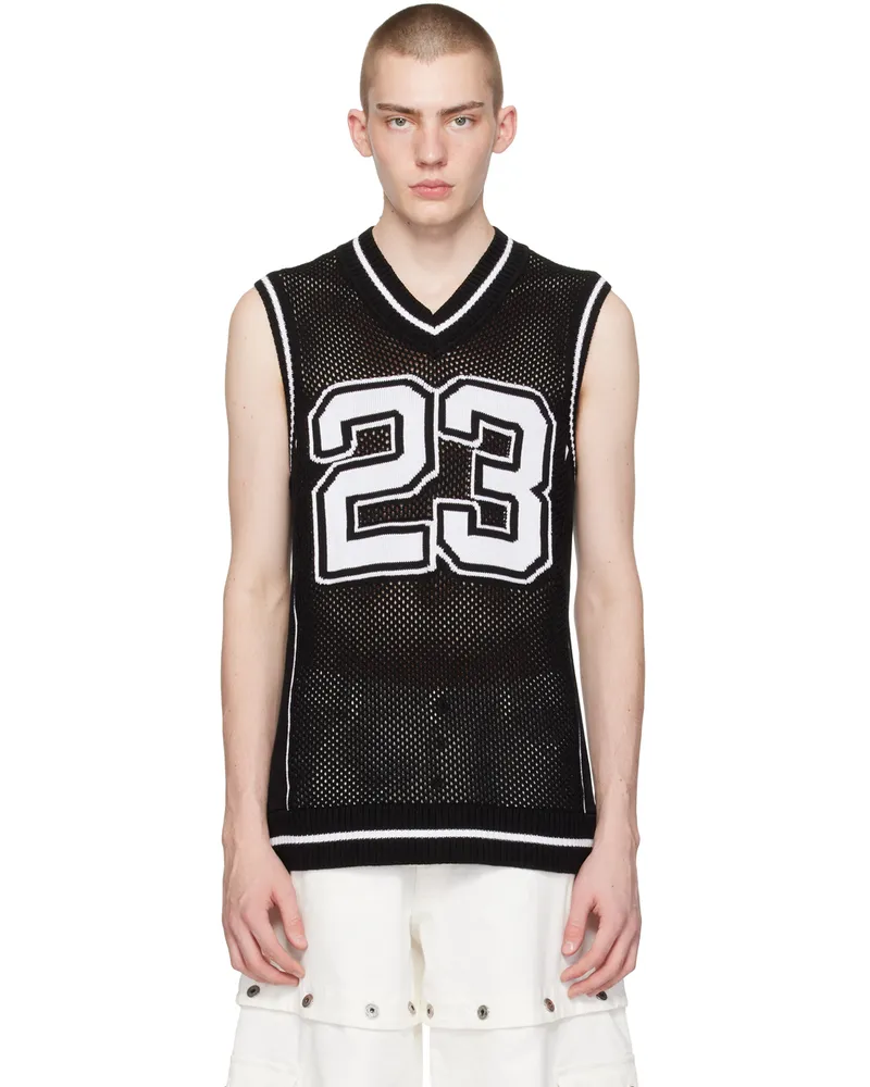 OFF-WHITE Black & White Varsity Net Tank Top Black