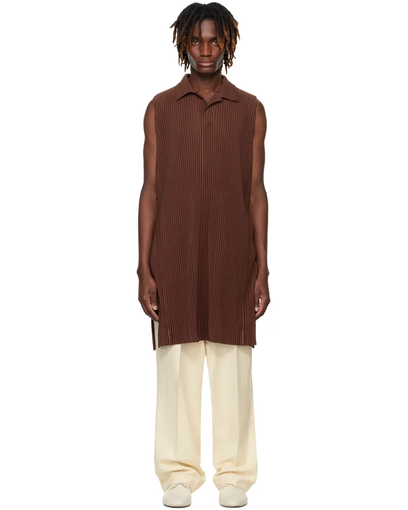 Issey Miyake Brown Monthly Color February Polo 45-chocolate