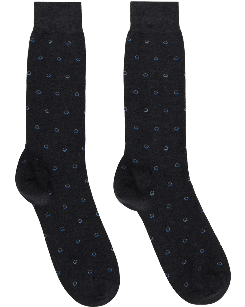 Ferragamo Gray Medium Gancini Jacquard Socks Grey