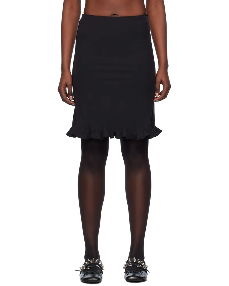 WE 11 DONE Black Flared Midi Skirt Black