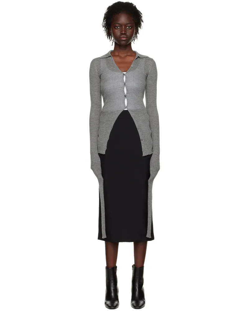 QUIRA SSENSE Exclusive Gray Spread Collar Cardigan Concrete