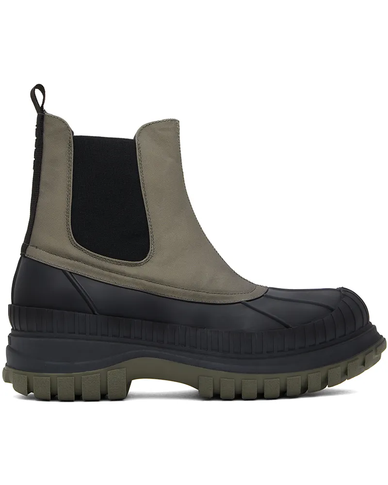 Ganni Khaki & Black Outdoor Chelsea Boots Kalamata