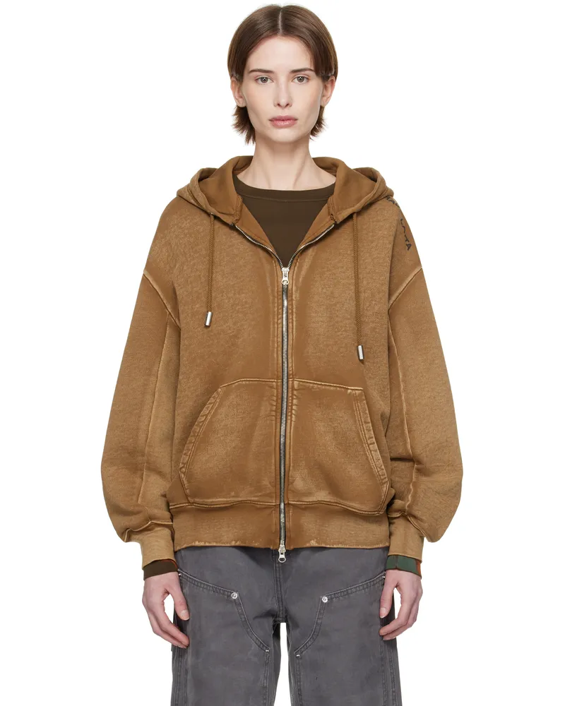 Eckhaus Latta Tan Zip Hoodie Bison
