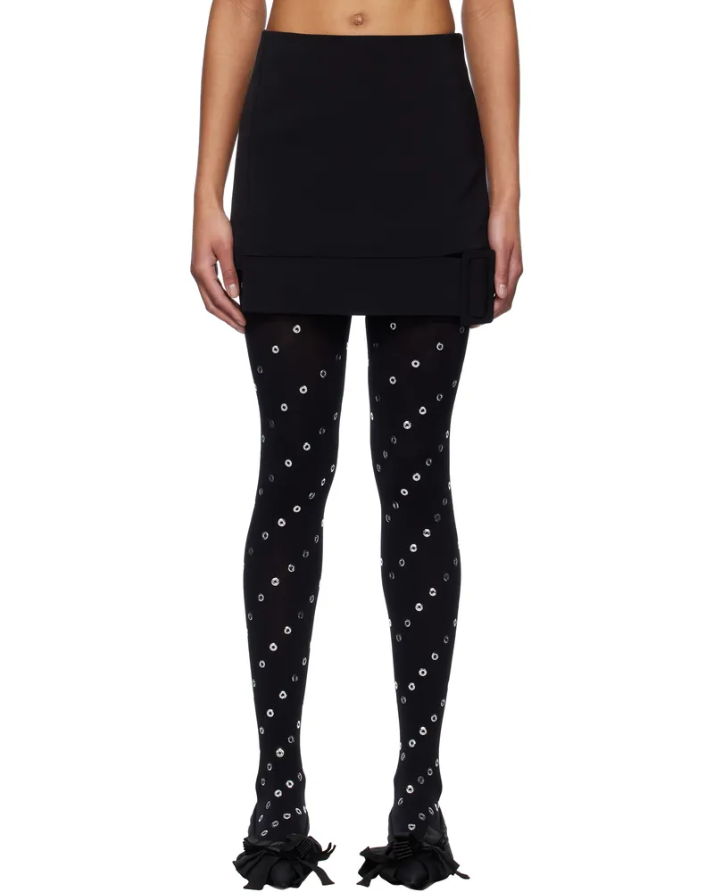 WE 11 DONE Black Belt-Detail Mini Skirt Black