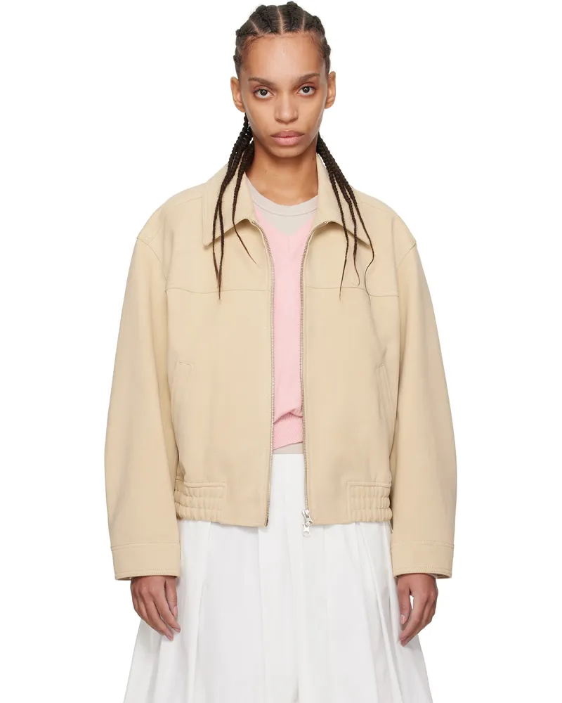 Dunst Beige Collared Faux-Suede Jacket Cream