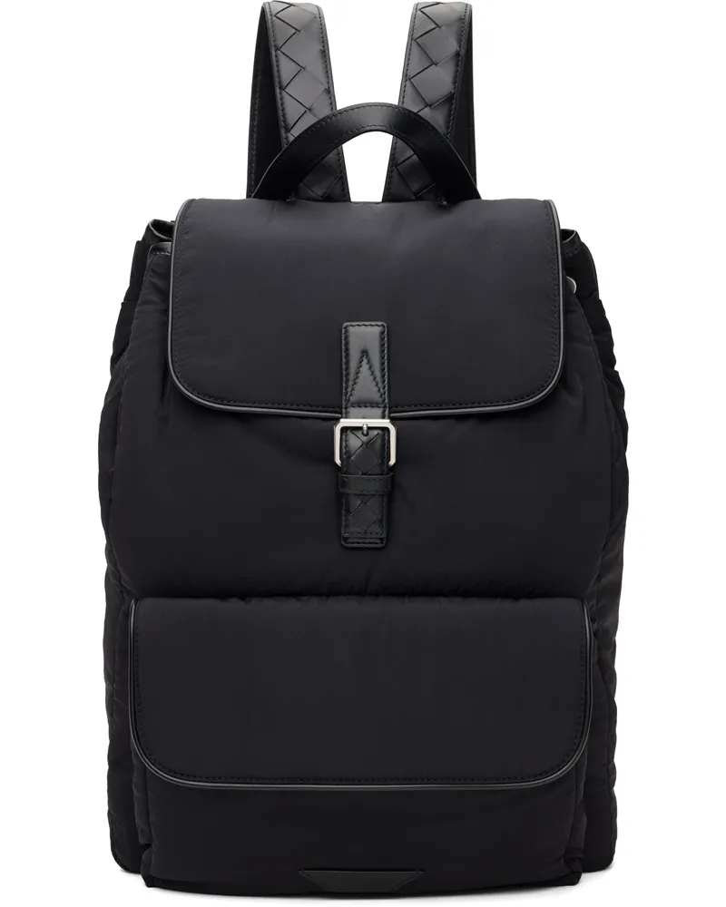 Bottega Veneta Black Crossroad Backpack Black-silver