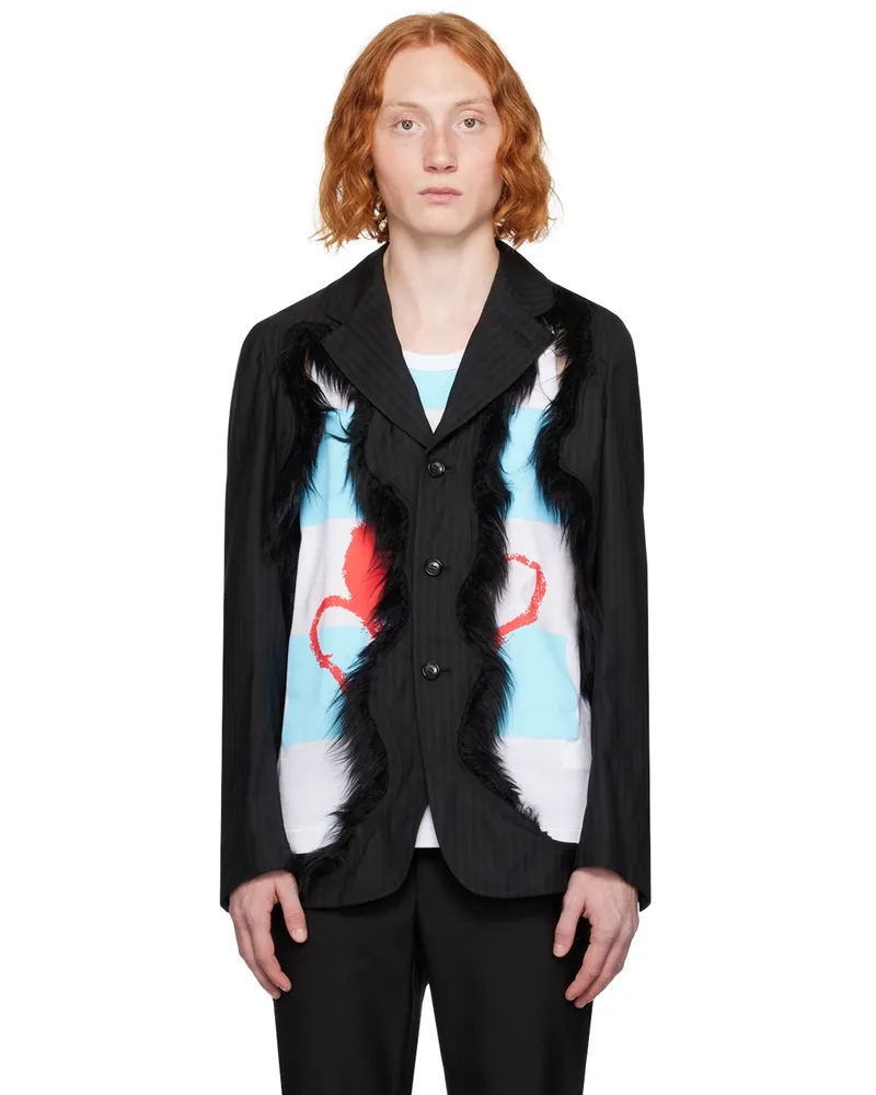 Comme des Garçons Black Cutout Faux-Fur Blazer Black