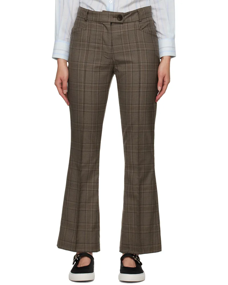 Ernest W. Baker Brown Flared Trousers Beige&brown