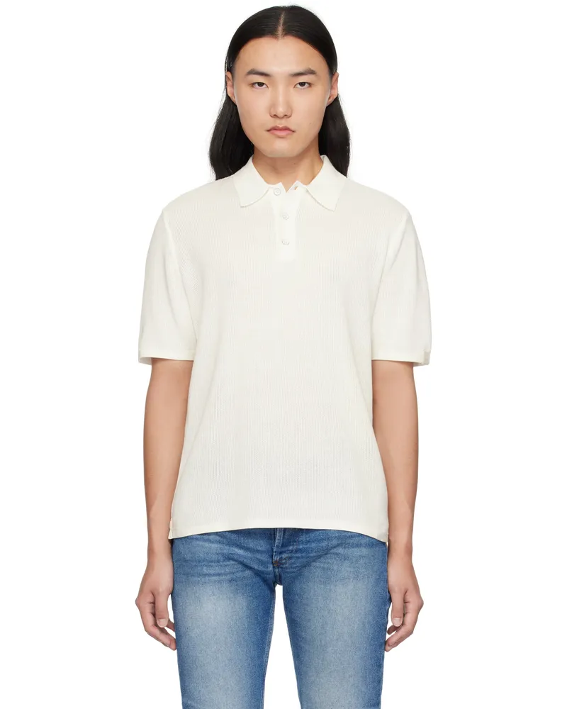 Rag & Bone White Harvey Knit Polo Ivory