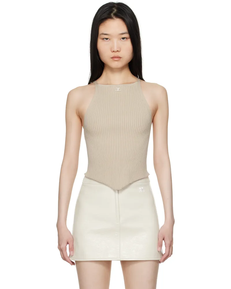 Courrèges Tan Pointy Rib Knit Tank Top 1054