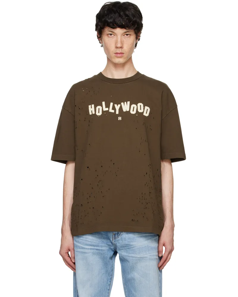 Amiri Brown Hollywood Shotgun Oversized T-shirt Brown