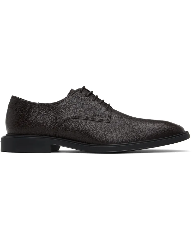 HUGO BOSS Brown Grained Leather Derbys 210-medium