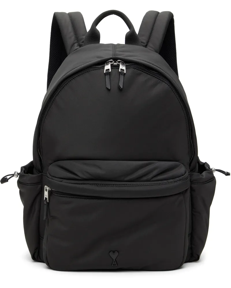 AMI Paris Black Ami de Coeur Backpack 001