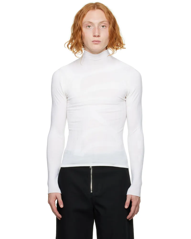 Dion Lee White Rolled Long Sleeve Turtleneck White
