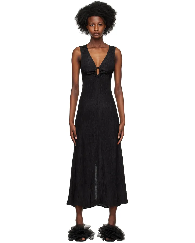 Silk Laundry Black Peek-A-Boo Midi Dress Black