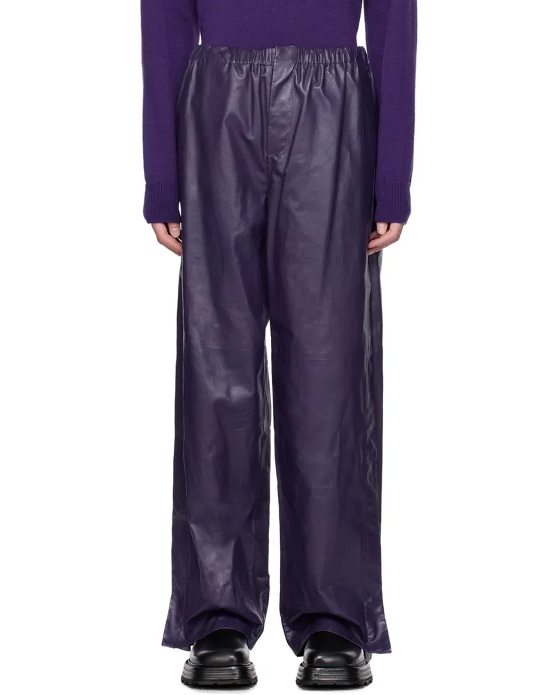 Jil Sander Purple Paneled Leather Pants 511