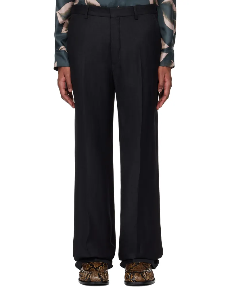 Dries van Noten Black Creased Trousers 900