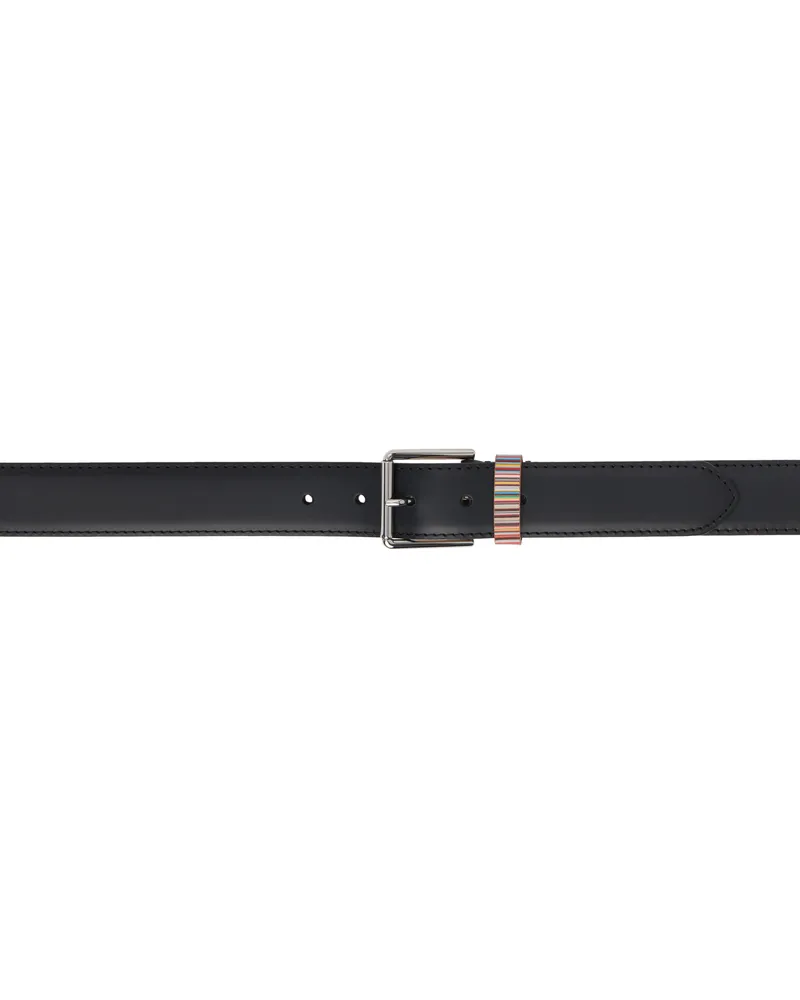 Paul Smith Black Signature Stripe Keeper Leather Belt 79