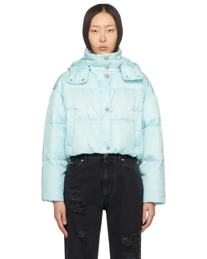 Versace Blue Barocco Down Jacket 1vd50-pale