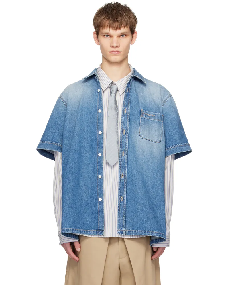 Givenchy Blue Faded Denim Shirt 415-indigo